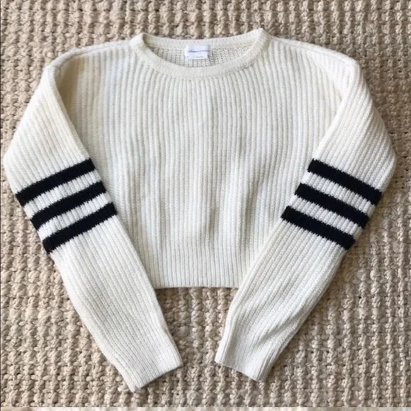 LOVERS + FRIENDS White Varsity Crop Sweater S - Picture 2 of 2